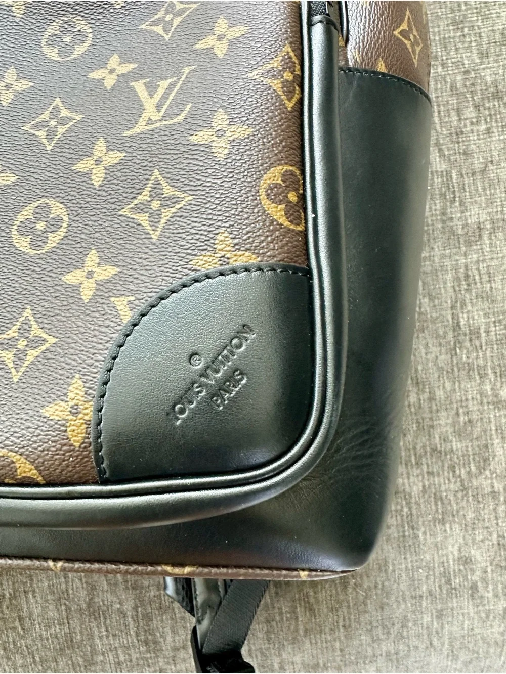 Louis Vuitton Brown Monogram Canvas Backpack with Black Trim